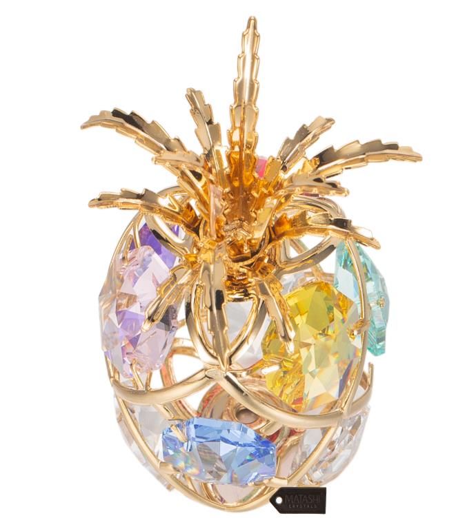 24k Gold Plated Mini Pineapple Ornament With Crystals by Matashi